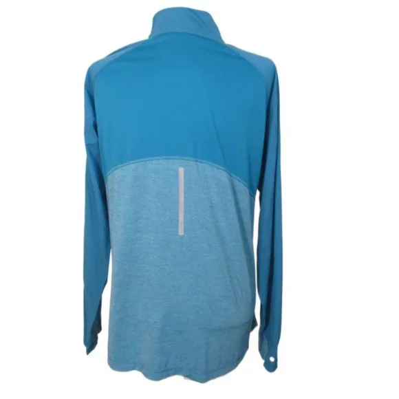 L L Bean Aqua Blue Thumb Hole Long Sleeve Reflective Accents Windbreaker Size L - Picture 3 of 14